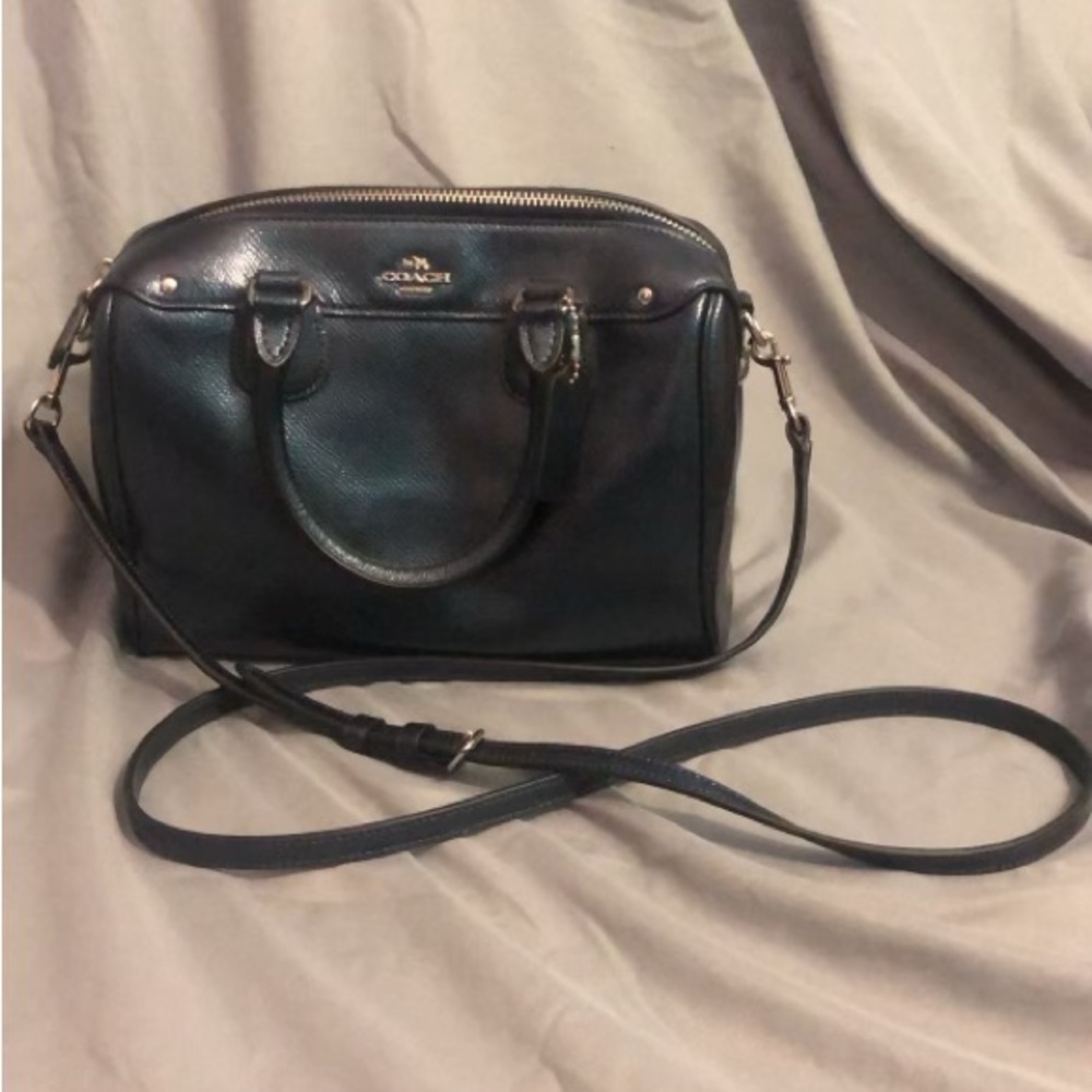 Coach Mini Navy Leather Satchel